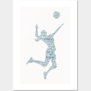 Volley Ball Player Silhouette Shape Text Word Cloud Posters and Art